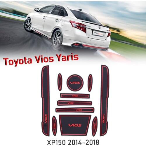 Gate Slot Mats For Toyota Vios XP150 2014-2018 Yaris ATIV TRD Non-slip Interior Door Pad/Cup Non-slip Mats