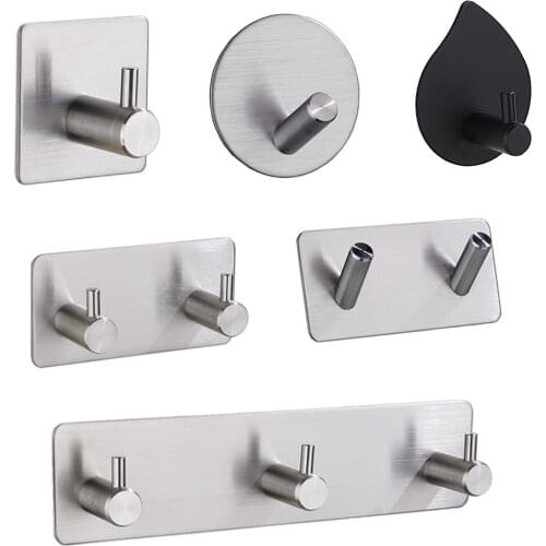 Metel Self Adhesive Wall Hooks Stainless Steel Kitchen Utensil Clothes Hanger Hook Bathroom accessories