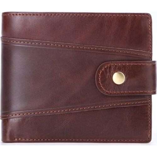 Multifunctional 3 Fold Mens Wallet RFID Anti Theft Vintage Genuine Leather Wallet Business Card Holder Money Bag Purse Man