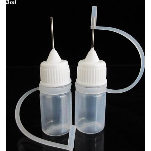 100pcs 3ML Refillable Plastic Dropper Bottle,Soft Bottle with Needle Top Cap,Electronic Cigarette Accesories,Smoking oil Tool