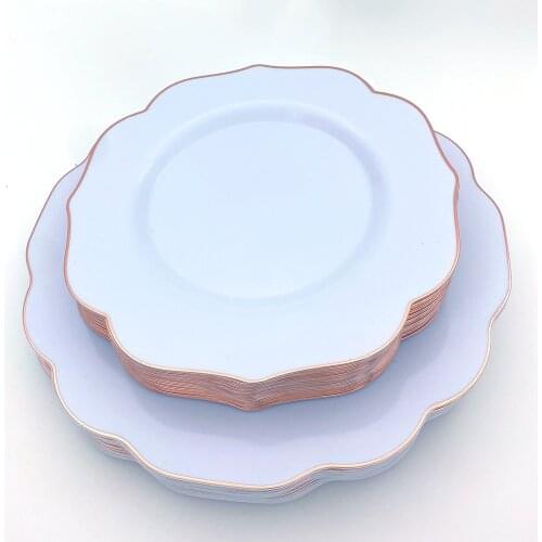20 Pieces of Disposable Tableware 7.5in and 10.25in White Plastic Tray Suitable for Weddings Celebrations and Parties