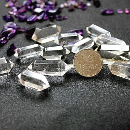 Natural White Crystal Two-pointed Cute Small Crystal Column Small Ornament Stones Ore Specimen Collection Home Decorative Gifts