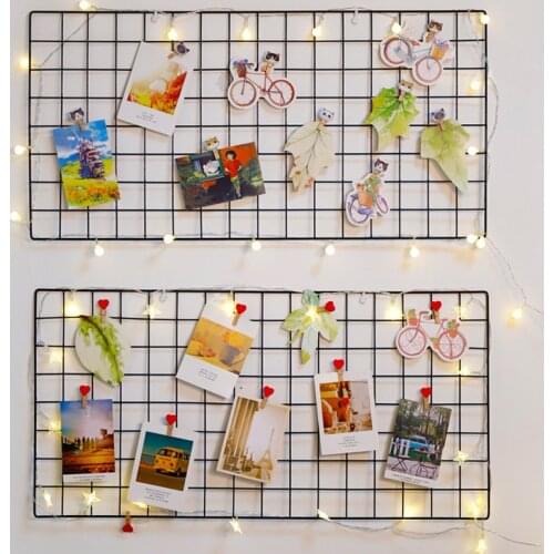 Nordic Home Wall Iron Grid Decoration Photo Frame Postcards DIY Wall Art Display Storage Rack Holder Shelf Organizer 20/30cm