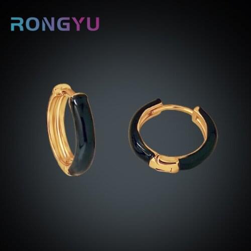 New Geometric Colorful Hoop Earrings Fashion Simple Zircon Drop Glaze Earrings Piercing Teen Trend K-pop Accessories Female Gift
