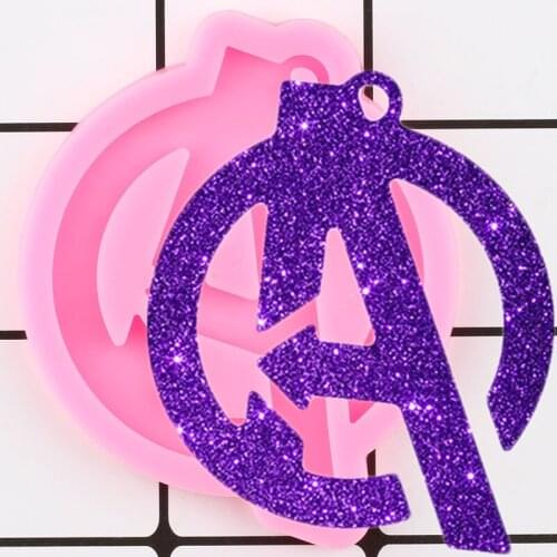 Shiny Letter A Silicone Mold Epoxy Resin Craft Keychain Mould DIY Handmade Jewelry Molds Polymer Clay Pendant Charms Moulds