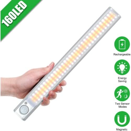 LED Closet Lamp Motion Sensor Under Cabinet Light PIR Cabinet Back Light Rechargeable 80/120/160led for Bedroom Kitchen Lighting