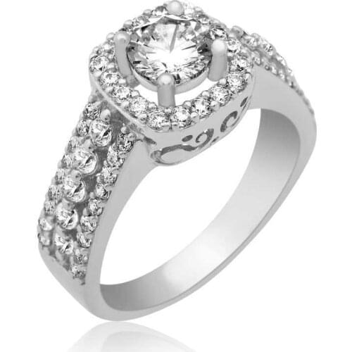 Tevuli 925 Sterling Silver Square Montür Single Stone Lady Ring