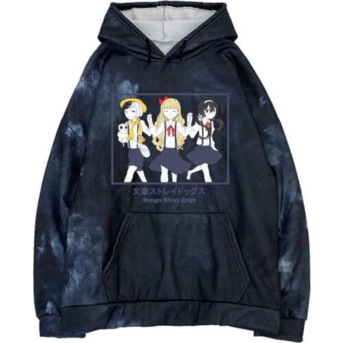 Bungo Stray Dogs Women/Men Hoodie Anime Harajuku Funny Friend Long Sleeve Hooded Sweatshirt Casual Tie Dye Hoodies Street Style