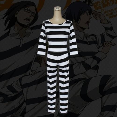 Prison School Cosplay Costume Kangoku Gakuen Fujino Kiyoshi Midorikawa Hana Uniform Women Tops + Pants / Men Jumpsuit