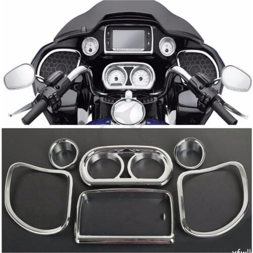 Motorcycle Chrome Inner Fairing Speedometer Gauges Radio Speaker Trim Kit For Harley Road Glide FLTRX FLTRXS 2015-2020