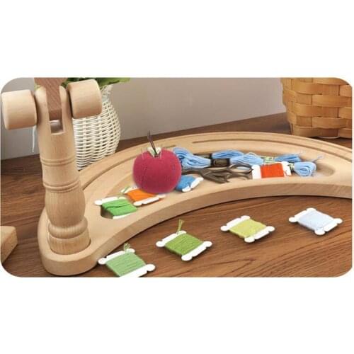 Rotating Solid Wooden Needlework Work Table Rack Hands-free Tabletop Embroidery Rotating Sewing Holder