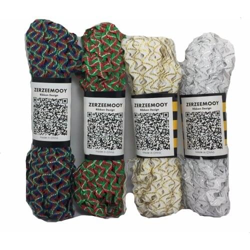 ZERZEEMOOY 5mm 15y/lots Zig zag Lace Ric rac Lace Ribbon Tape DIY Handmade Patchwork Craft Decoration Christmas metallic ribbon