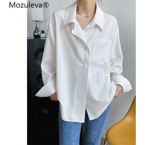 Mozuleva Women Shirt Long Sleeve Loose Woman Clothes Elegant Ladies White Shirts 2021 Basic Work Wear Tops