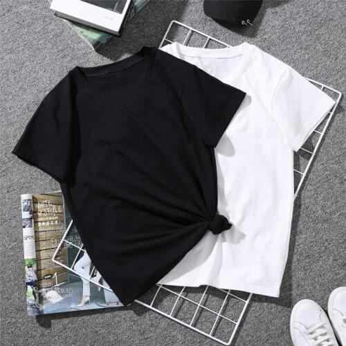 2019 New Loose And Versatile Young Girl Street T-shirt Women Summer O-neck Half Sleeve Solid Casual Tops