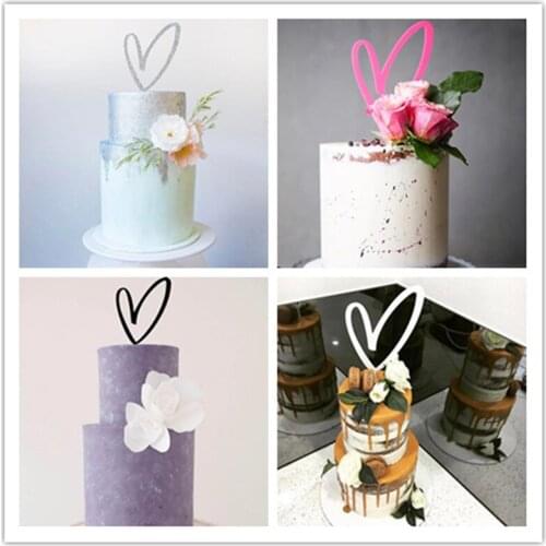 Love Heart Acrylic Valentines Day Cake Topper Gold Pink Wedding Cake Topper for Wedding Valentines Day Party Cake Decorations