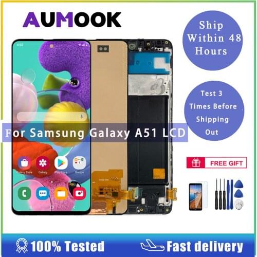 6.45“ LCD Display For Samsung Galaxy A51 LCD A515 A515F Touch Screen with Frame Digitizer Assembly Super Amoled For Samsung A51