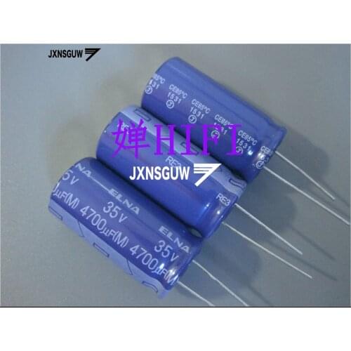 10PCS ELNA RE3 35V4700UF 18X35MM blue robe audio Aluminum electrolytic capacitors 4700uF/35V 85 degrees 4700UF 35V