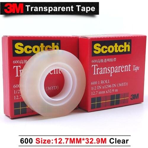 100% Original 3M 600 scotch High performance transparent bopp film tape 12.7mm*32.9M 50pcs/lot we can offer other size