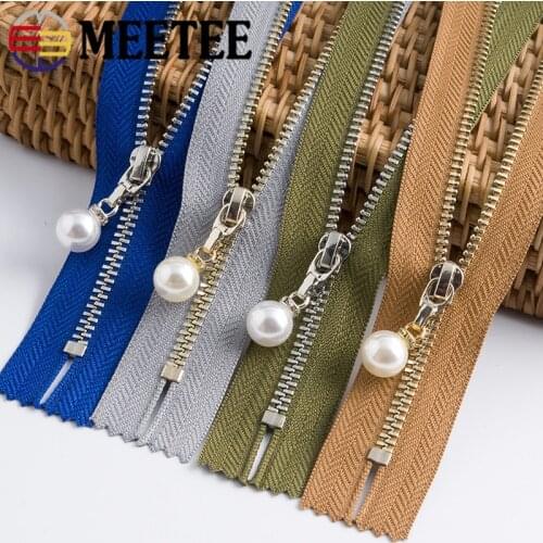 2pcs 15/18/20/25/30cm 3# Pearl Close-end Zipper for Sewing Metal Zipper Bag Clothes Garment Jacket Coat Zips DIY Crafts ZA110