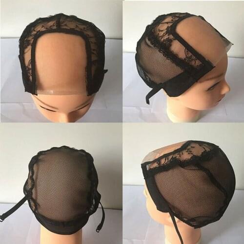 3pcs/lot U Shape Wig Cap Elastic Synthetic Hair Hairnet Adjustable Straps Weaving Hat Wig accessories Black