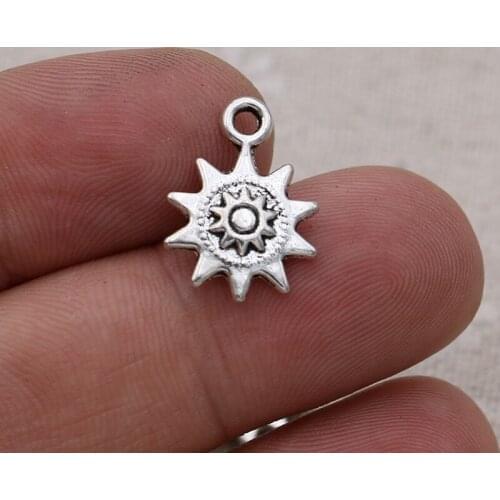 40pcs Tibetan Silver Plated Medal Sun Charms Pendants for Jewelry Making Bracelet Necklace DIY Accessories Craft 17x12mm