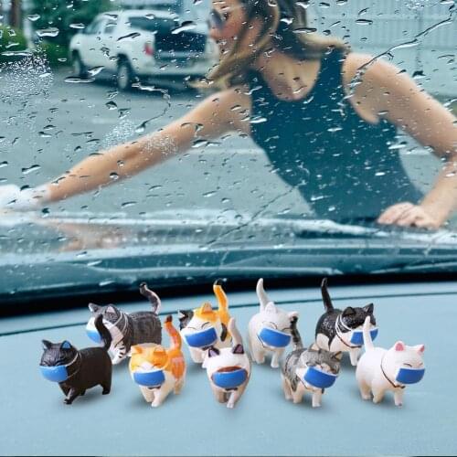 9Pcs/Set Nine Designs Chis Cat Figurine Adorable Multifunctional Anime Face Masque Cat Figurine Model for Decoration