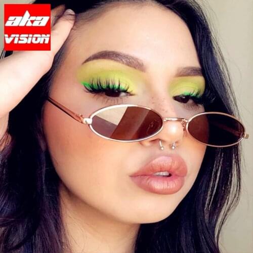 AKA VISION Retro Sunglasses Women 2021 Oval Ladies Eyewear Small Frame Sun Glasses Women/Men Mirror Gafas De Sol Hombre uv400