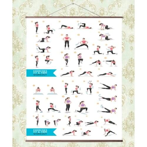 More Style Exercise Fit firm workout Art Canvas poster decoration painting with solid wood hanging scroll