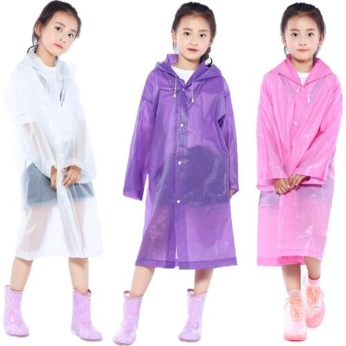 Raincoat Kids of Transparent Waterproof Hooded EVA Rain Poncho for Kid in Outside Hiking Rainwear Uniform Code Kids