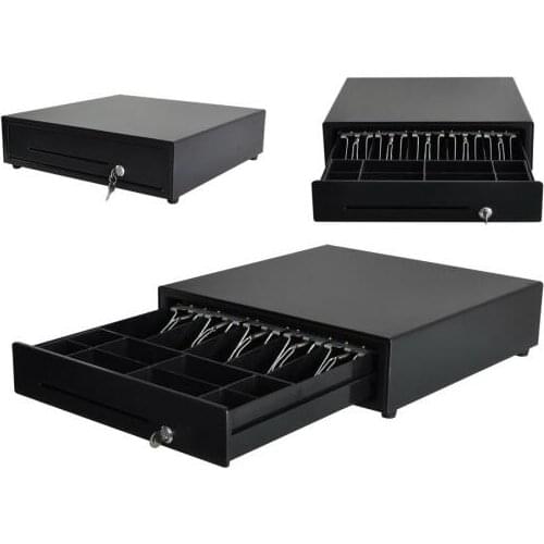 HC-101P-4 410MM POS Cash Drawer Cash Register Drawer Metal Black Color RJ11 Port 4 Bill Metal Wire Gripper
