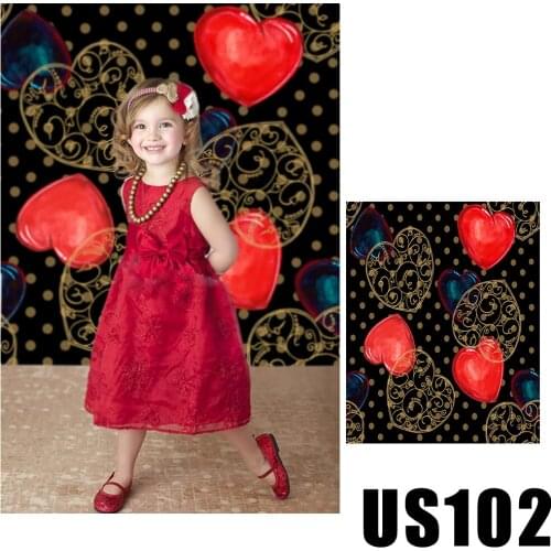 Filming Valentine Day Photography Backdrop Black Background with Gold Dots Heart Baby Shower Banner Photo Studio Portrait