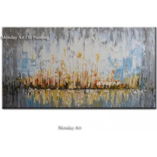 Large Size Abstract Clorful Texture Knife Abstract Landscape Oil Painting for Living Room Wall Picture Canvas Poster Home Decor