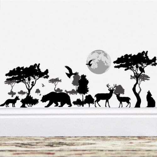 Creative Forest Modern Home Decoration Wall Sticker DIY Animal Living Room Bedroom Decals Poster Wallpaper