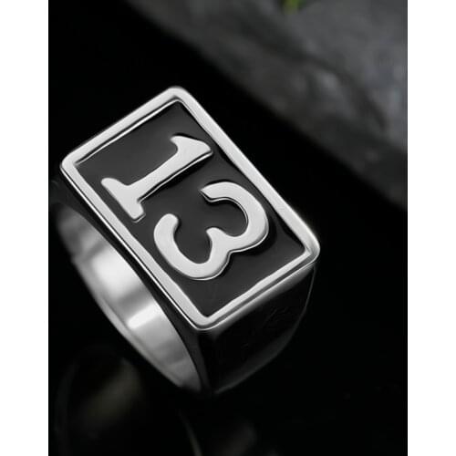 Wholesale Cool Lucky 13 Ring Stainless Steel Biker Skull Ring Men Women Gold Silver Color Punk Rings Wedding Party Gifts