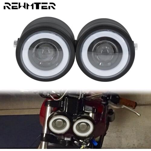 Motorcycle Universal Double Twin Headlight Front Dual Head Lamp With Angel Eyes Light For Harley Softail For Honda For Suzuki