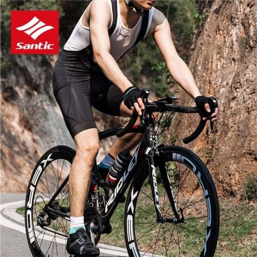 Santic Mens Summer Bibshorts Bike 4D Coolmax Gel Padded Bicycle Cycling Riding Bib Shorts Breathable Padded Cycling Shorts