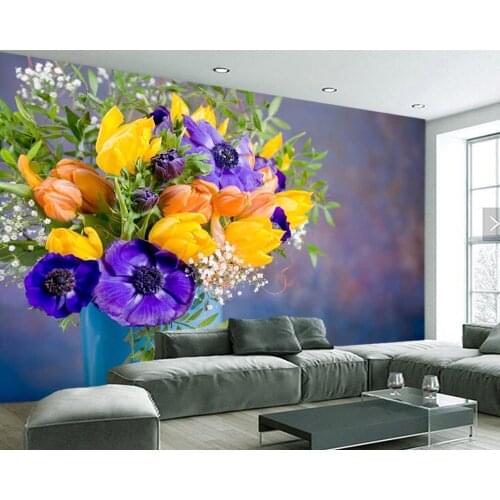 Bacal tulip bouquet flower 3d wallpaper mural living room TV wall bedroom wall papers home decor mural Papel de parede 3D huda