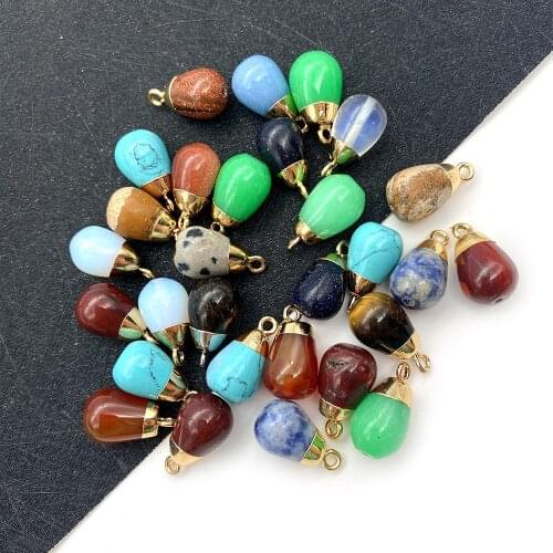 Drop-shaped Faceted Pendant Natural Stone Crystal Multi-color Jewelry Electroplating DIY Making Necklace Accessories Jewelry