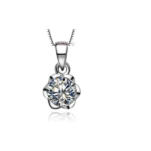 Wholesale 1ct flower synthetic stone necklace,925 solid silver sterling Necklace,women pendents,stone-jewelry