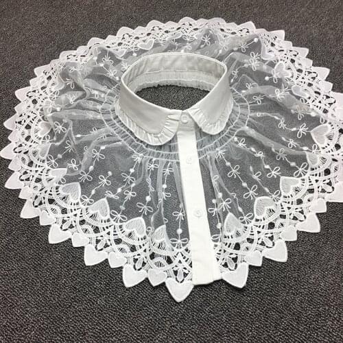 YSMILE Y Sweet Fashion Women Lace Cloak Embroidery Fake Collar Cute Novelty White Detachable Collar High Quality For Lady