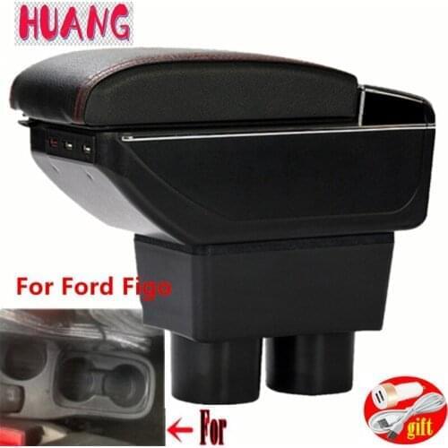 For Ford Figo Armrest Box For Ford Figo Interior Parts Car Armrest box Retrofit parts Storage box with USB LED