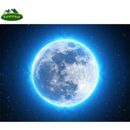 Full Drill Diamond Painting Cross Stitch Blue Moon Night Rhinestone Painting Needlework Diamond Mosaic Halloween Home Decoration