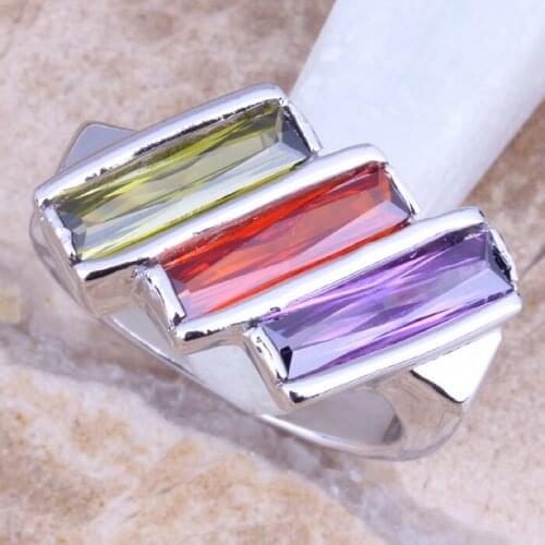 Stunning Multigem Purple Cubic Zirconia Silver Plated Womens Ring Size 6 / 7 / 8 / 9 R1292