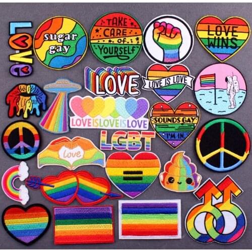 Pride Gay Iron On Patch DIY LGBT Patch Embroidered Patches For Clothing Stickers Rainbow Patches Badges On Backpack Stripe Decor