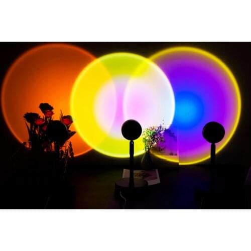 Rainbow Sunset Light Projector Night Lamp LED Atmosphere Night Light Romantic Mood Light Projector for Wall Home Room Decoration