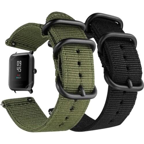 Nylon canvas wrist Strap for Xiaomi huami Amazfit Bip Stratos 2/2S PACE GTR 42/47MM Watch Band for Samsung Gear S3 S2 bracelet
