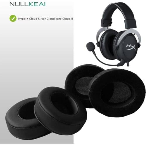 NULLKEAI Replacement Parts Earpads For HyperX Cloud Silver Cloud Core Cloud II Headphones Earmuff Cover Headband Cushion Cups