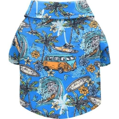 Dog Summer Printed Shirt Clothes Dog Hawaiian Style Short Clothing Thin Sleeves Costume Pet Clothes With Pineapple Pattern