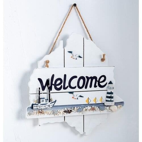 Mediterranean Style Welcome Sign Wooden Lifebuoy Boat Anchor Bar Living Room Decoration Nautical Home Decor Open Closed