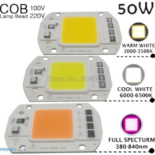 SMD COB Spotlight AC 110V 220V DOB LED Bulb Chip Smart IC 50W Energy Saving Outdoor Lamp White Warm White Full Spectrum Colors